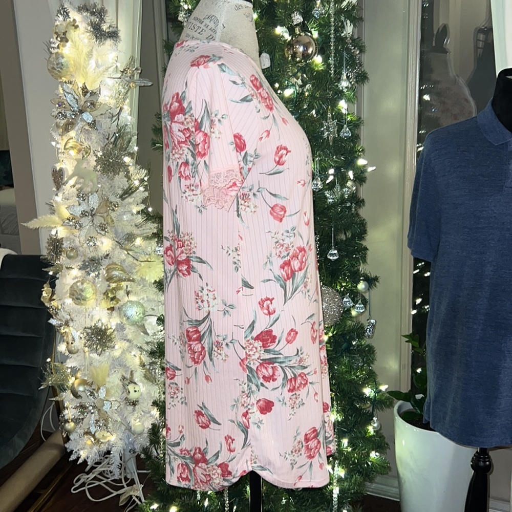 Flora Nikrooz light pink floral nightgown shortsleeve soft dress pajamas Small​ - Picture 6 of 10